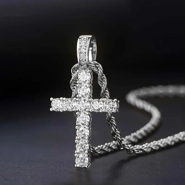 Fashion Luxury Cubic Zirconia Cross Pendant Necklace