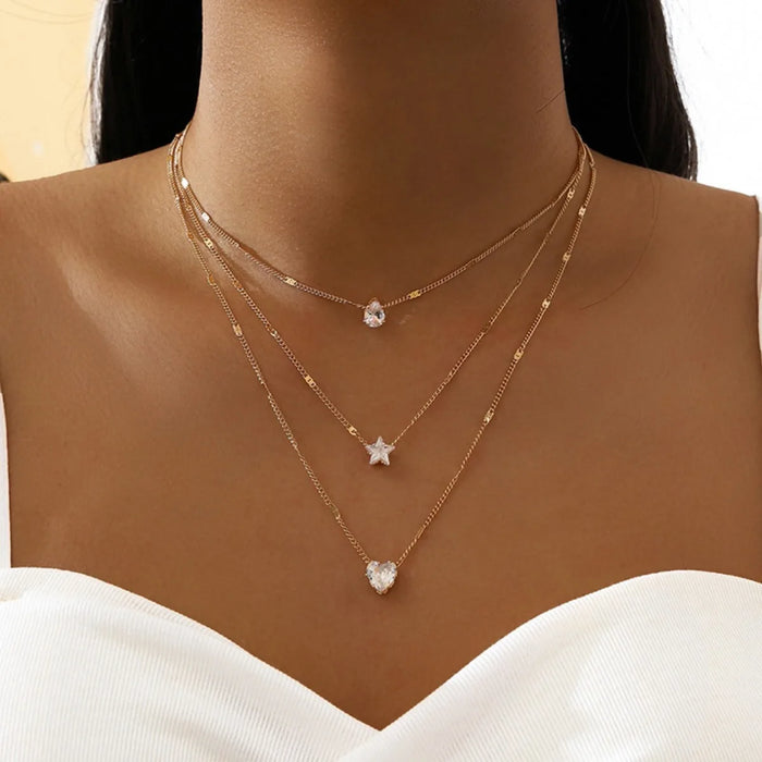 Multi-layer Five-pointed Star Heart Shape Pendant