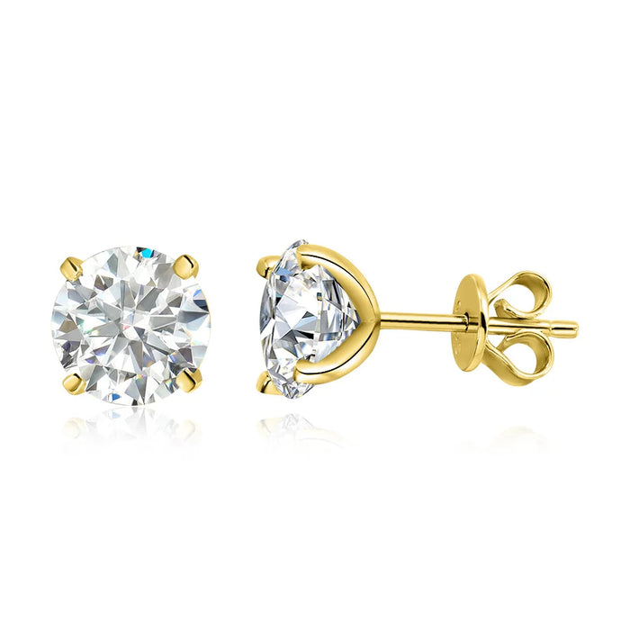 Rose Gold or 925 Silver Moissanite Stud Earrings Sparkling Diamond