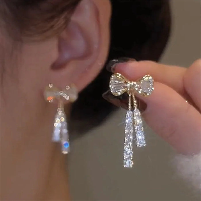 Fashion Zircon Bow Earrings Acrylic Crystal