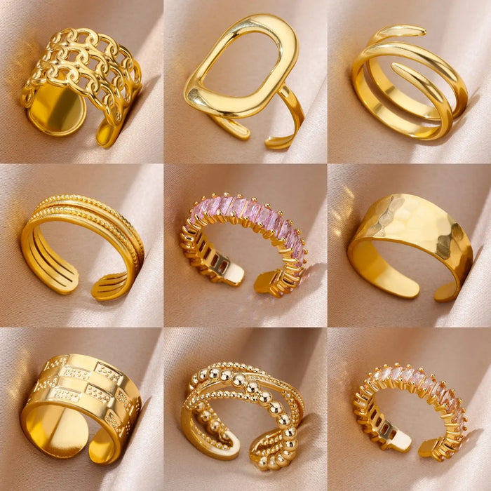 Stainless Steel Rings for Women Gold Color Never Fade