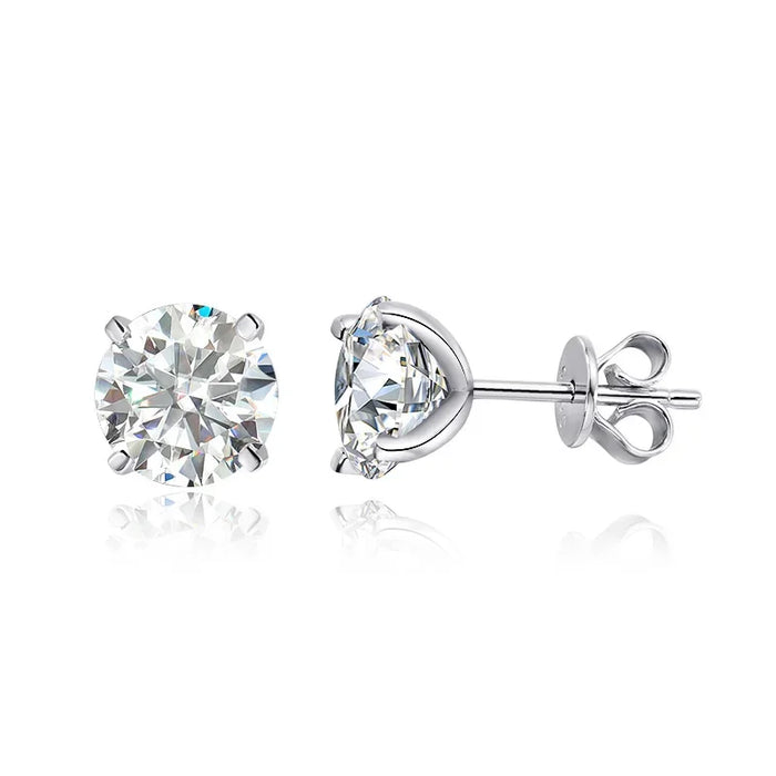 Rose Gold or 925 Silver Moissanite Stud Earrings Sparkling Diamond