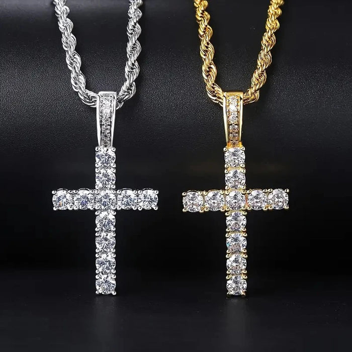 Fashion Luxury Cubic Zirconia Cross Pendant Necklace