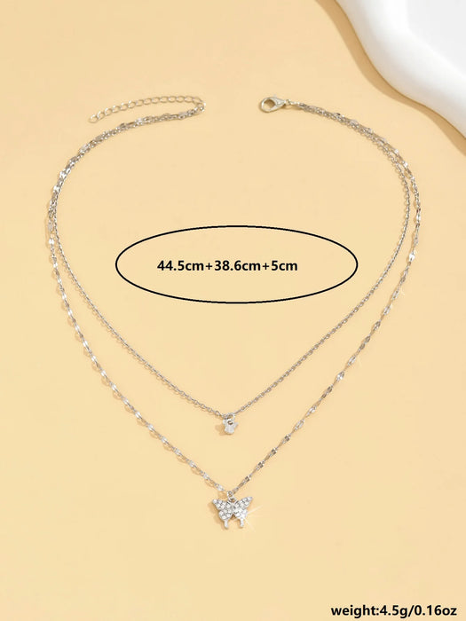 Sparkling Double Layer Butterfly Necklace