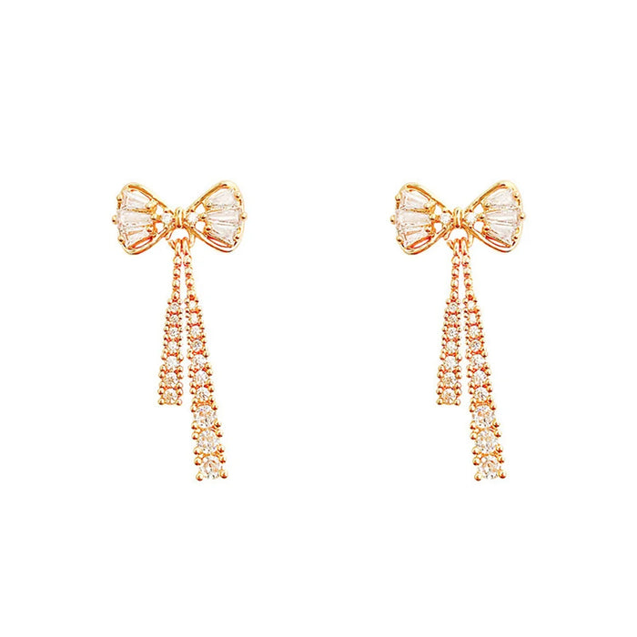 Fashion Zircon Bow Earrings Acrylic Crystal