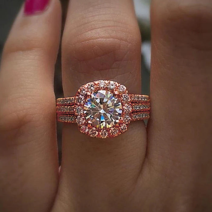 Luxury Silver Engagement Wedding Rings