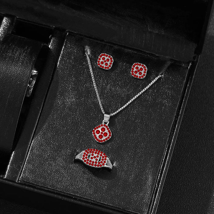 Luxury Cube Jewelry Set: Elegant Necklace, Earrings & Ring