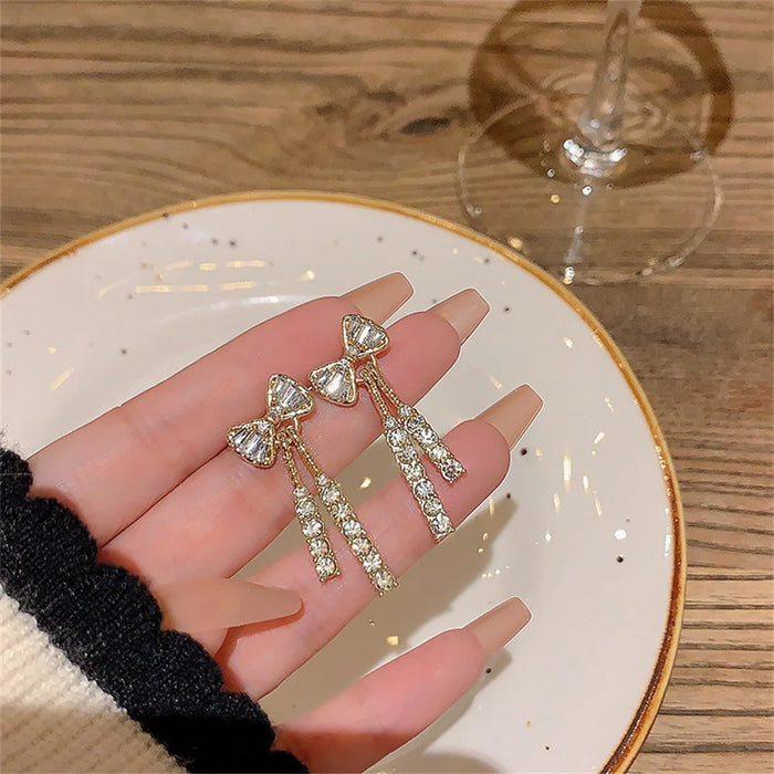 Fashion Zircon Bow Earrings Acrylic Crystal