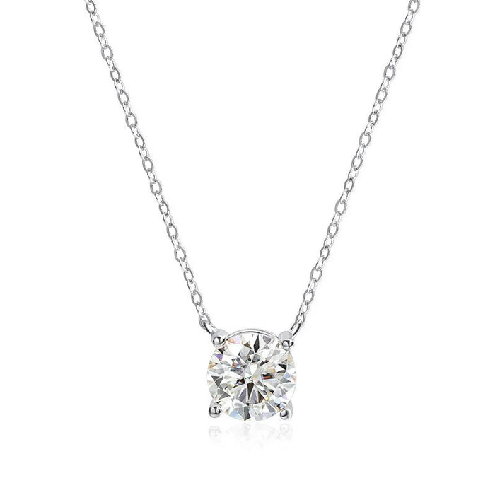 Rose Gold or Sterling Silver 925 Moissanite Necklace with Sparkling Diamon Pendant
