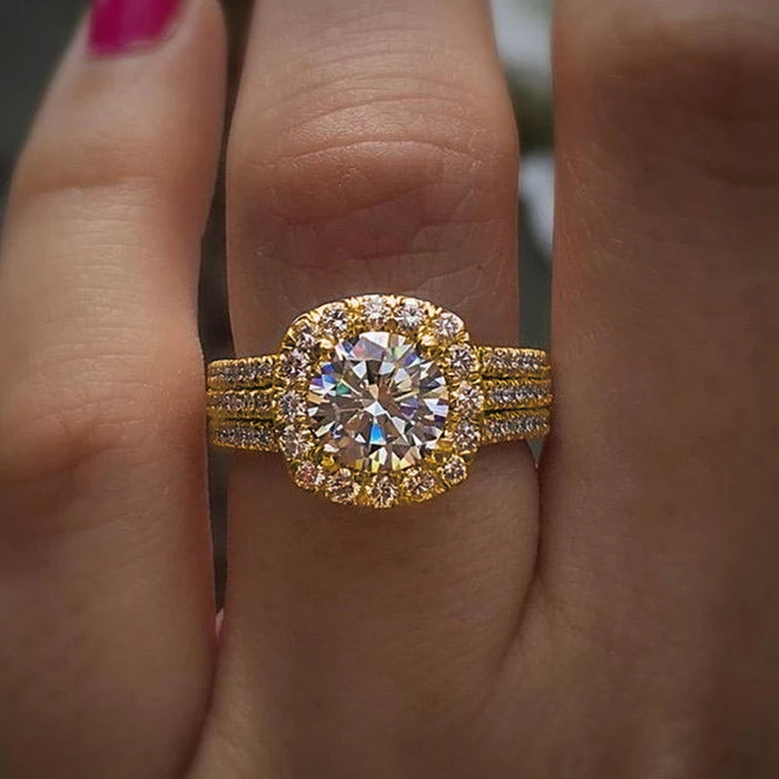 Luxury Silver Engagement Wedding Rings