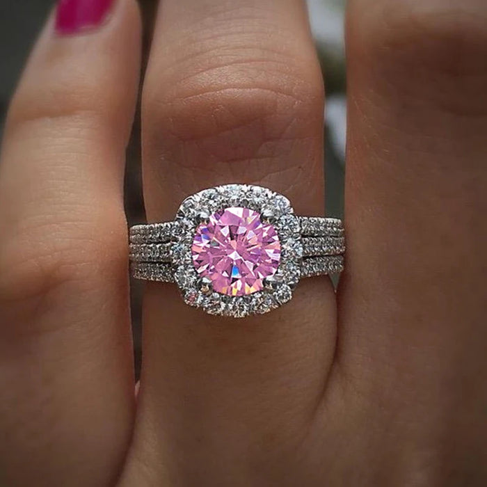 Luxury Silver Engagement Wedding Rings