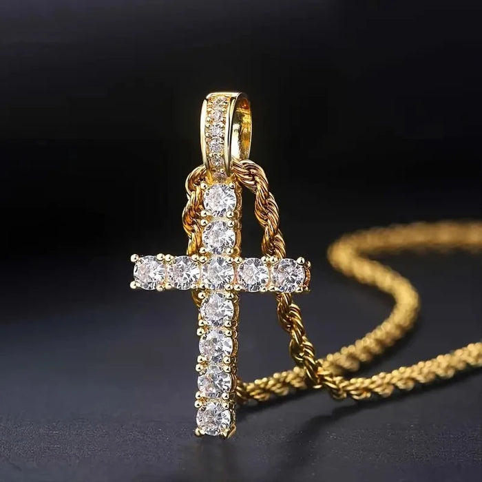 Fashion Luxury Cubic Zirconia Cross Pendant Necklace