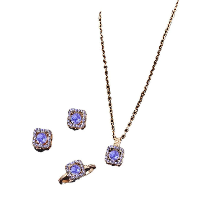 Luxury Cube Jewelry Set: Elegant Necklace, Earrings & Ring